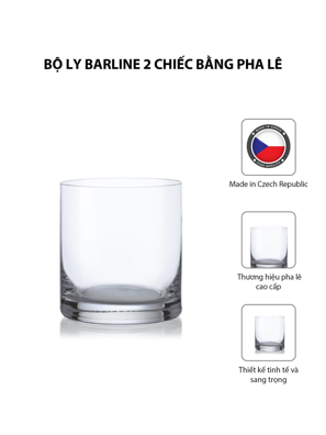 Bộ 2 ly rượu Barline pha lê Bohemia 410ml