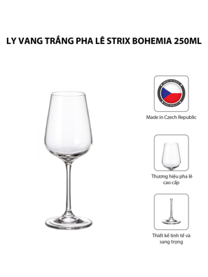 Bộ 6 ly vang trắng pha lê Strix Bohemia 250ml