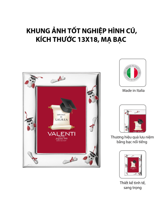 Khung ảnh tốt nghiệp hình cú,kích thước 13x18 mạ bạc hiệu VALENTI  - 510484L