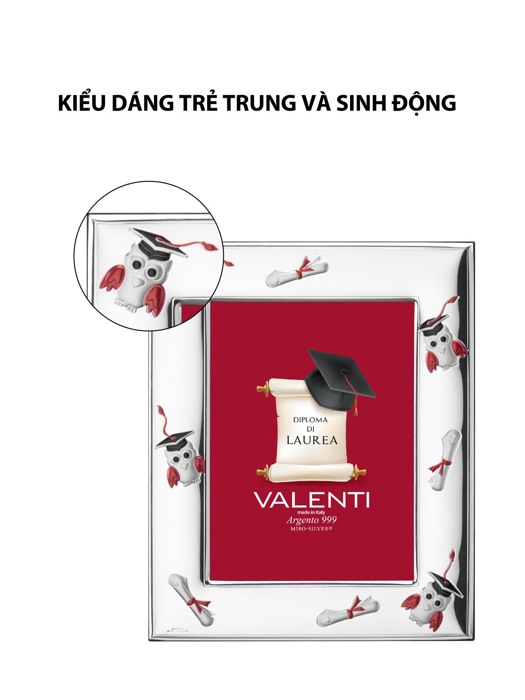 Khung ảnh tốt nghiệp hình cú,kích thước 13x18 mạ bạc hiệu VALENTI  - 510484L