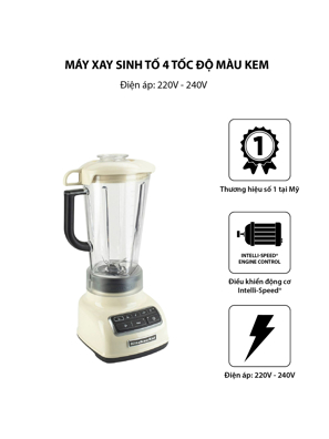 Máy xay sinh tố 4 tốc độ màu kem KitchenAid 5KSB1585EAC