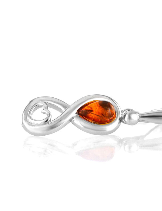 Mặt dây chuyền trang sức Amber Jewelry bạc 22K đính đá hổ phách thiên nhiên màu cognac (Bery) mạ Rhodium - 601708131