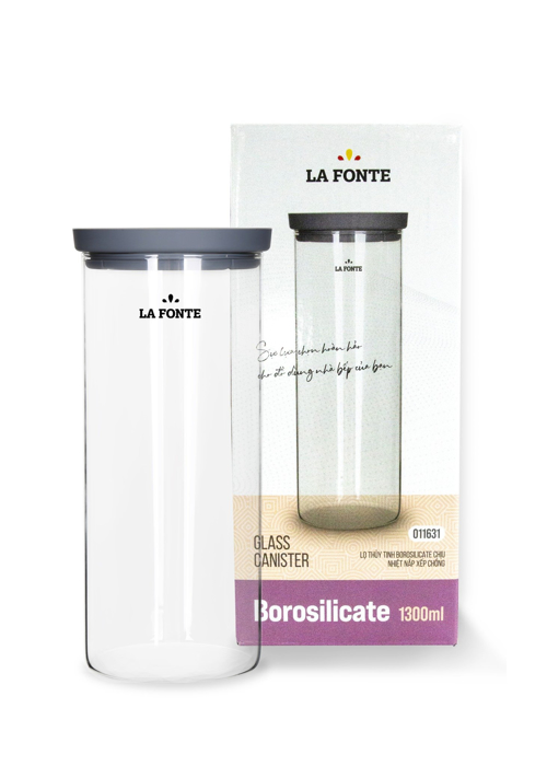 Lọ thủy tinh borosilicate chịu nhiệt nắp xếp chồng La Fonte 1300ml - 011631