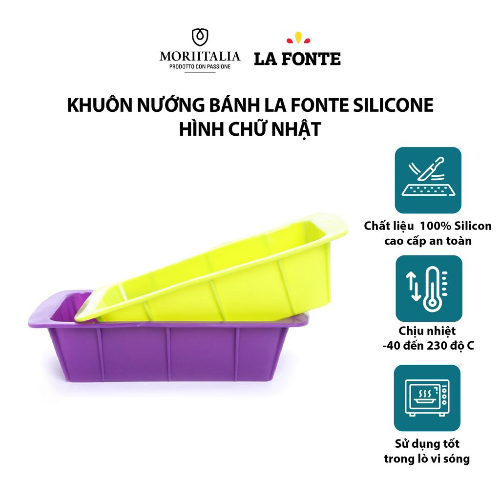 Khuôn nướng bánh La Fonte silicon hình chữ nhật Moriitalia YY20790