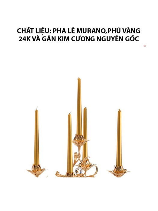 Chân nến mạ vàng 24K gắn hoa tulip và kim cương Swarovski Cevik 3NI.PC5/100/OW