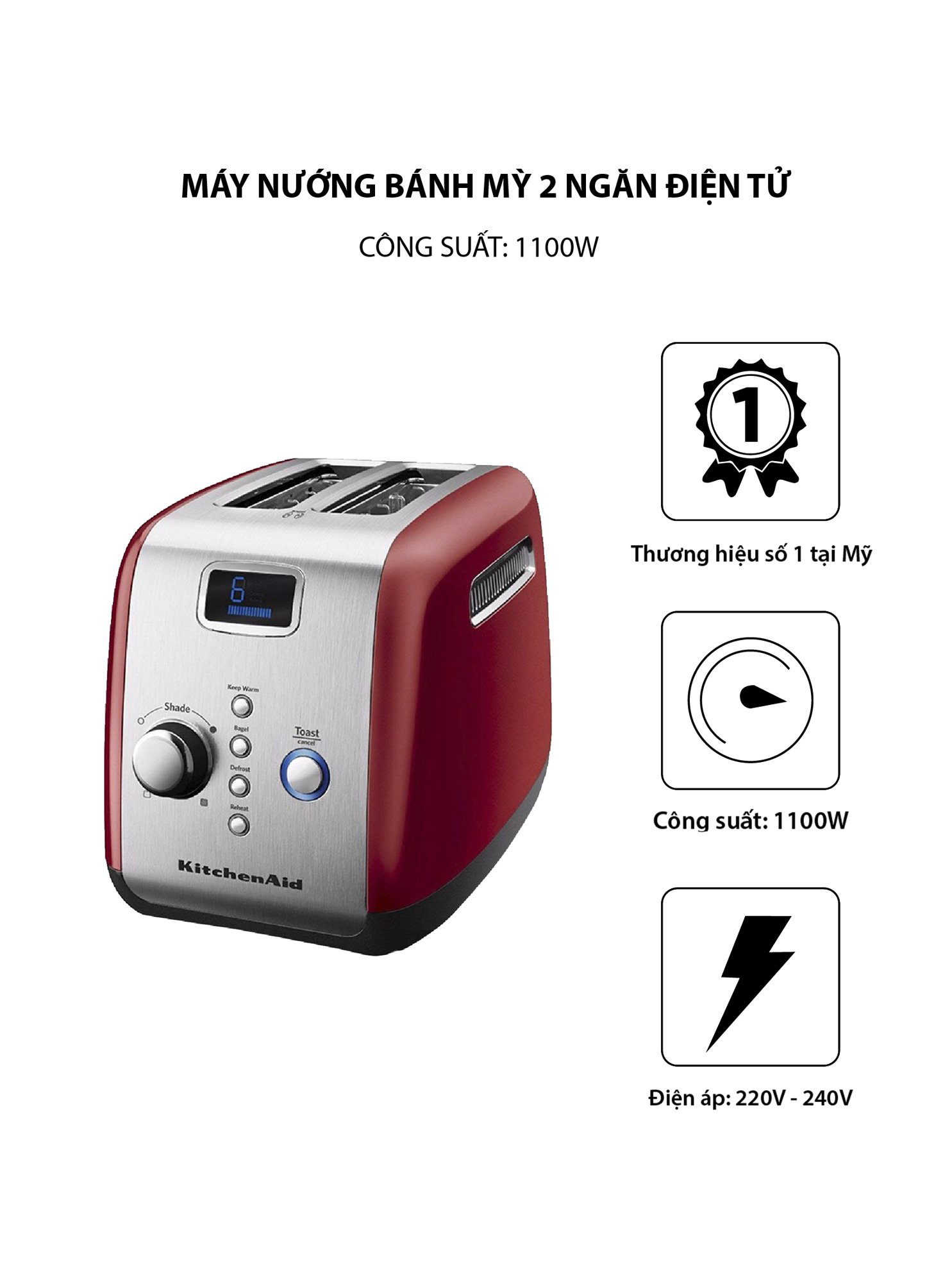 Máy nướng bánh mỳ 2 ngăn điện tử KitchenAid  5KMT223GER