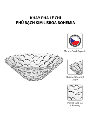 Khay pha lê chì phủ bạch kim Lisboa Bohemia