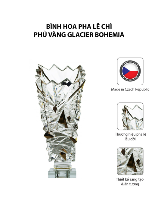 Bình hoa pha lê chì phủ vàng Glacier Bohemia