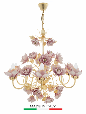 Đèn chùm hình cây mộc lan - Med. Chandelier With Magnolias-6 Lights, code: 2393-6/VERONA