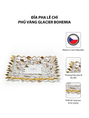 Đĩa pha lê chì phủ vàng Glacier Bohemia