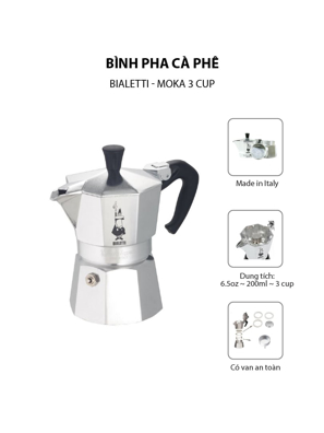 Bình pha cà phê Bialetti - Moka 3 cup  990001162