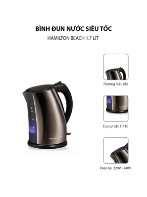 Bình đun nước Hamilton beach 45351-IN