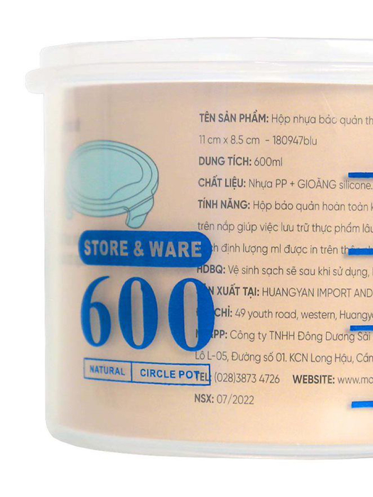 Hộp nhựa đựng thực phẩm Lafonte 11x8.5cm 600ml - 180947-BLU