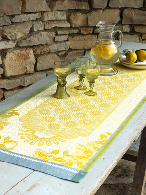 Khăn trải bàn ăn RUNNER JARDIN D'ORIENT YELLOW 50X150 100% LINEN - 25194