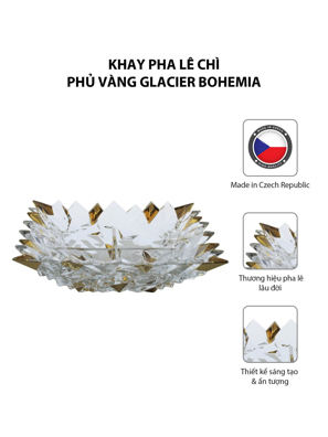 Khay pha lê chì phủ vàng Glacier Bohemia