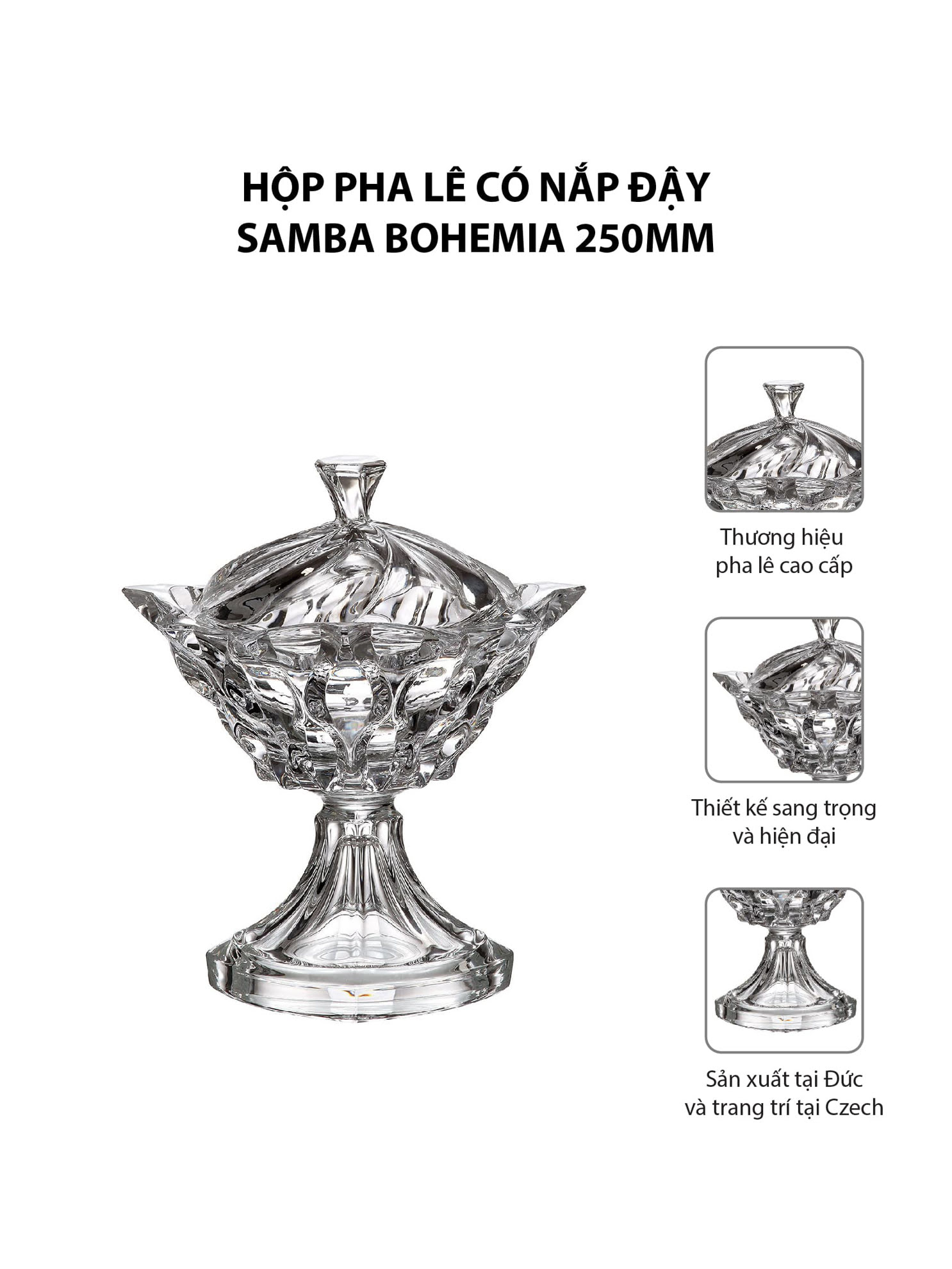 Hộp pha lê có nắp đậy Samba Bohemia 250mm
