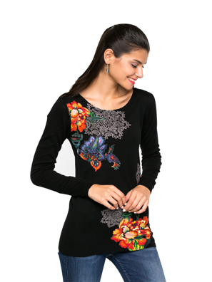 Áo nữ dài tay size XS, NEGRO, mã hàng 67J21E62000XS, DESIGUAL- AW16-1