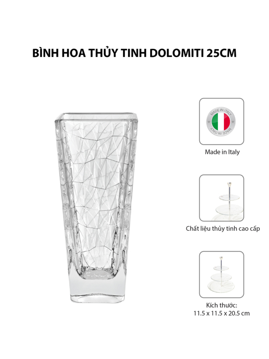 Bình hoa thủy tinh DOLOMITI 25cm VIDIVI - 68138M