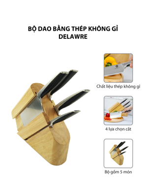 Bộ dao bằng thép không gỉ hiệu Delawre- 3000280