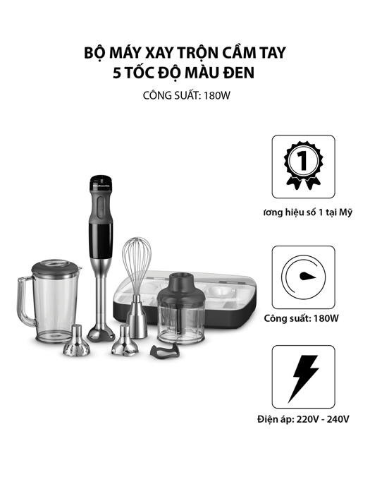 Bộ Máy Xay trộn cầm tay Kitchen Aid 5 tốc độ màu đen 5KHB2569GOB