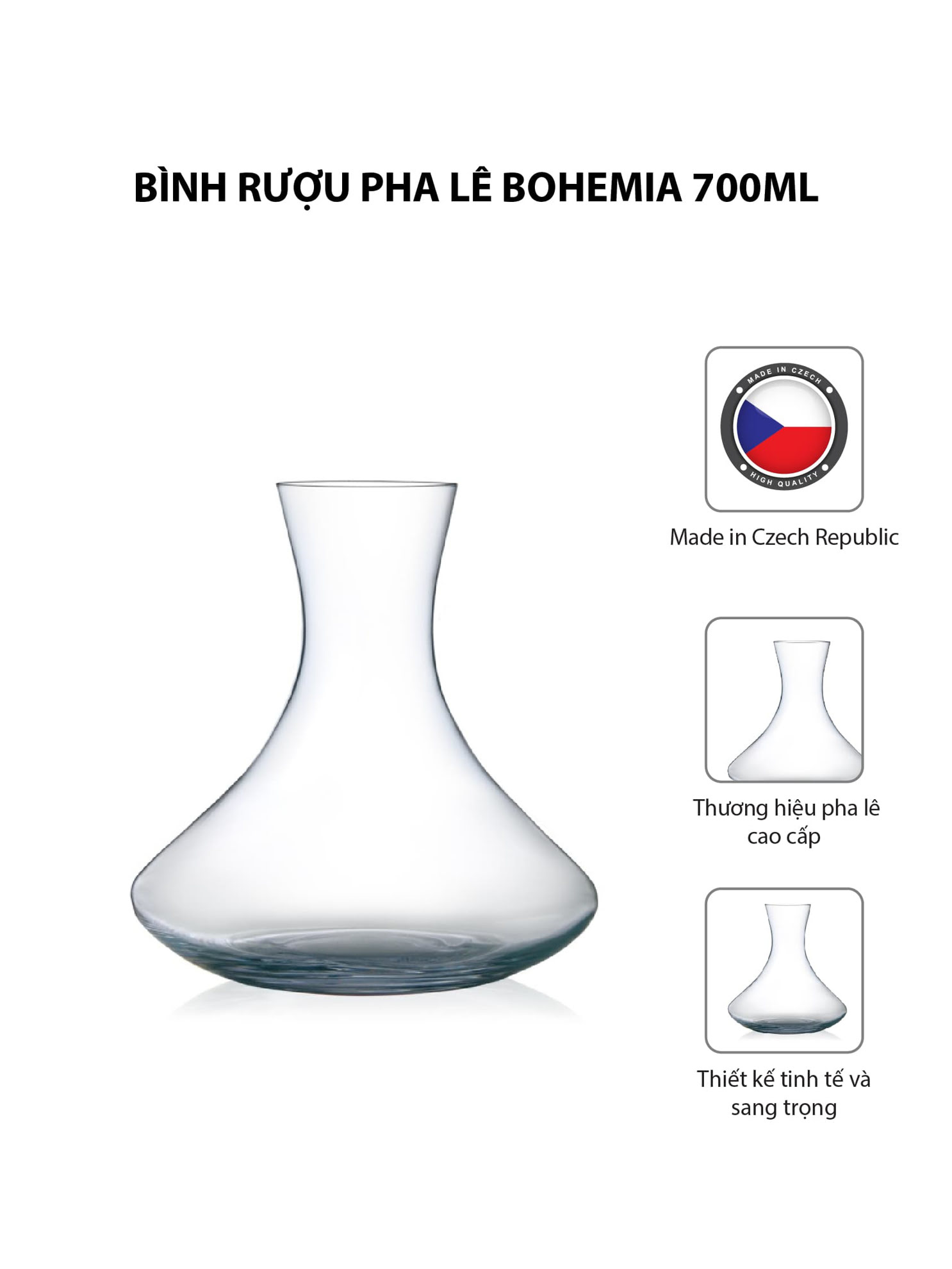 Bình rượu pha lê Bohemia 700ml