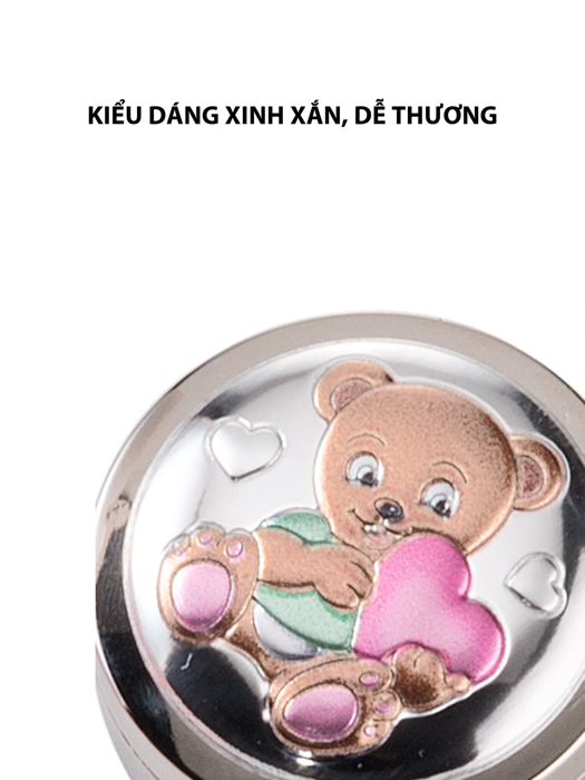 Hộp đựng răng sữa em bé gấu Teddy,kích thước 4 mm,màu xanh mạ bạc hiệu VALENTI  - 21156C