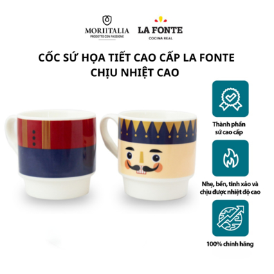 Combo 2 Cốc sứ 480ml La Fonte 011921 - Chính hãng Moriitalia, sứ tráng men cao cấp, chịu được nhiệt độ cao