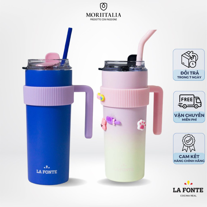 Ly giữ nhiệt La Fonte Sticker 600ml Kèm Ống Hút - 012294