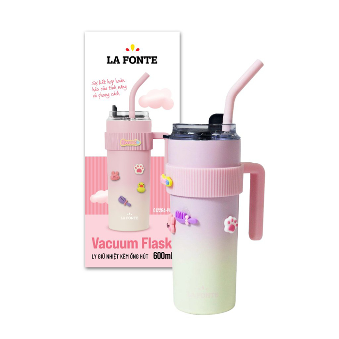 Ly giữ nhiệt La Fonte Sticker 600ml Kèm Ống Hút - 012294