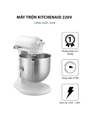 Máy trộn KitchenAid 220V- Màu trắng- 5K5SSWH