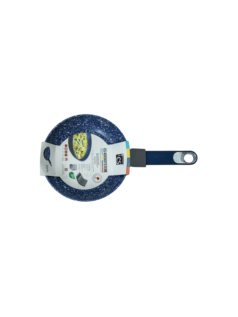 Chảo nhôm CS 20 x 4,3cm phủ chống dính đá hoa cương màu xanh - 084684