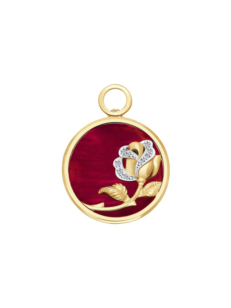 Măt dây chuyên vàng 585, mã 1030630 No 1882. có đính ngọc trai được gia cố bằng đồng bên ngoài,  kim cương kp-17