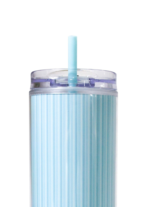 Ly nhựa 2 lớp kèm ống hút màu xanh La Fonte 630 ml - 012300-BLU