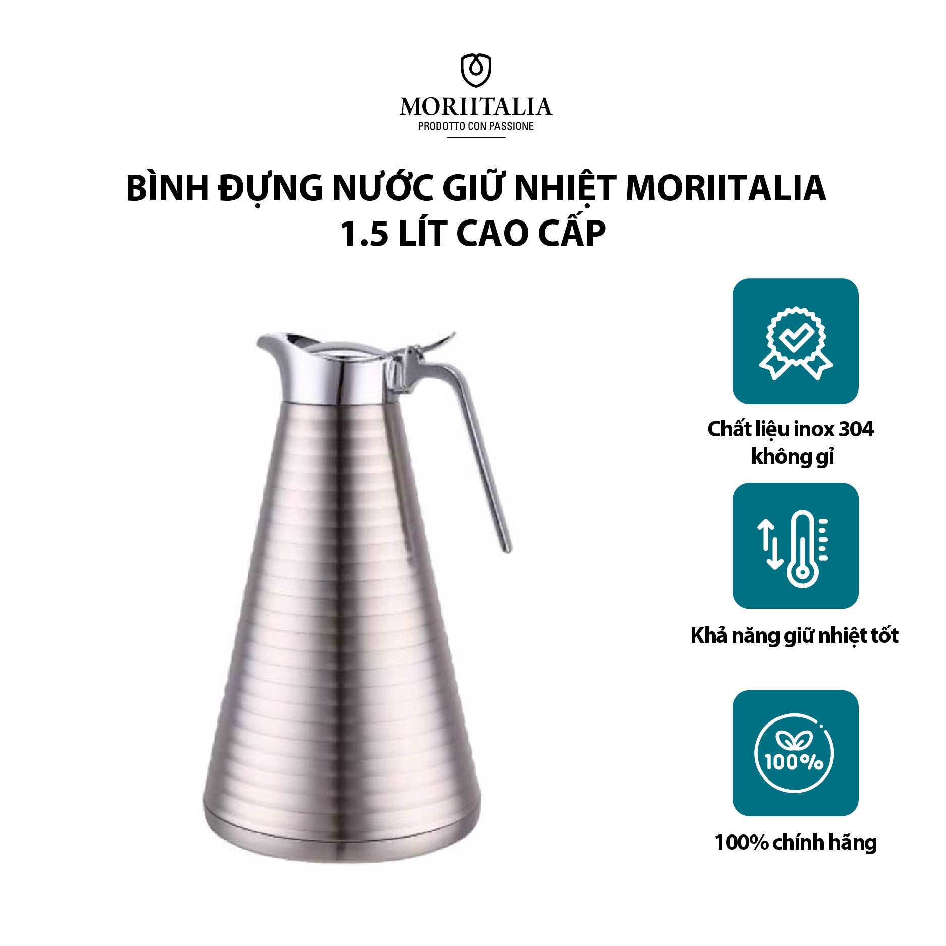 Bình Đựng Nước Giữ Nhiệt Moriitalia 1.5 Lít 3000181