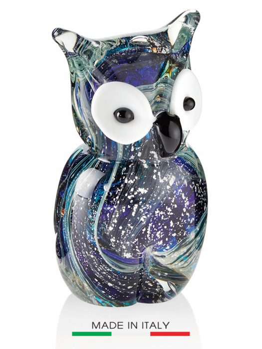 Đồ trang trí bằng thủy tinh : cú mèo Code:800275-nhãn hiệu : OTTAVIANI, size: 4,9inch   ,