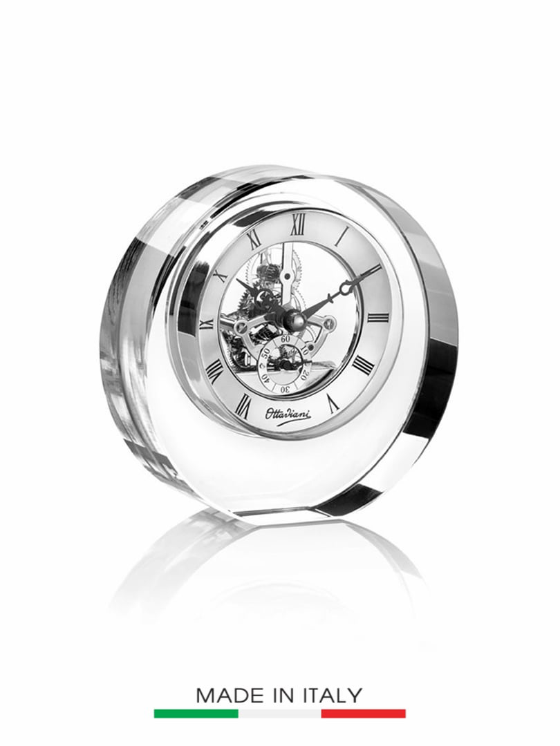 Đồng hồ bằng để bàn thủy tinh,  kích thước: 15.5cm, Code:29700,nhãn hiệu : OTTAVIANI-