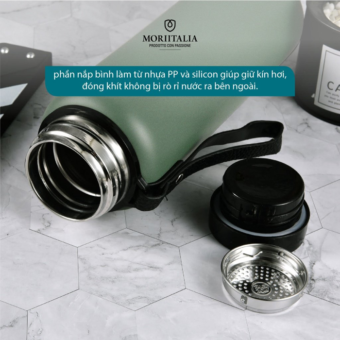 Bình giữ nhiệt Vintage LA FONTE 1500ml, Thép không gỉ SUS304, nắp làm cốc uống nước - Chính hãng MORIITALIA 007412