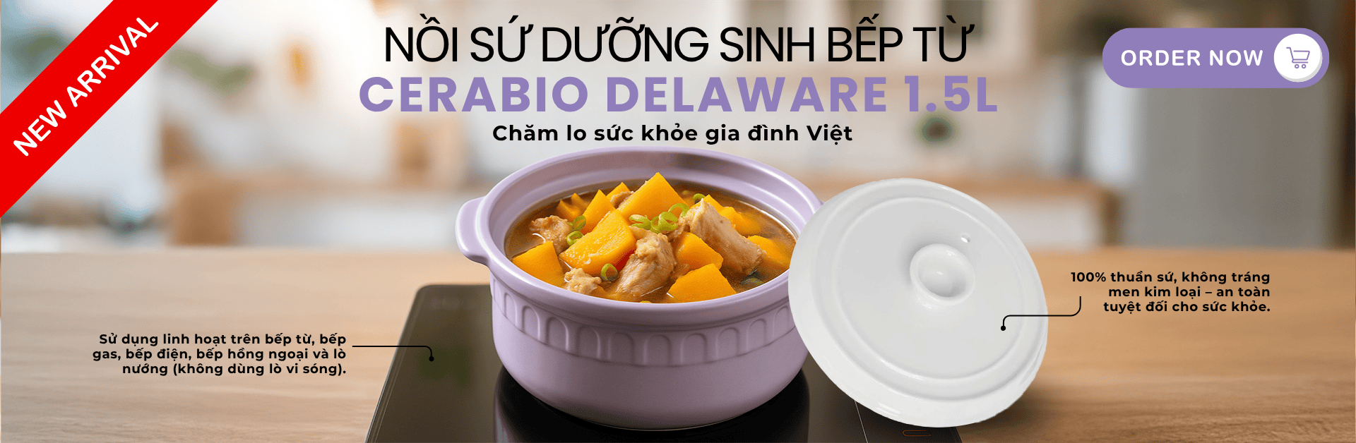 NỒI SỨ DƯỠNG SINH BẾP TỪ - Chăm lo sức khỏe gia đình Việt