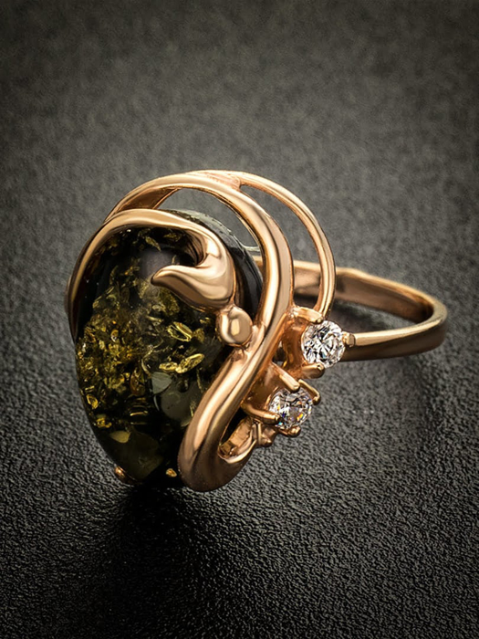 Nhẫn trang sức Amber Jewelry bạc 22K đính đá phổ phách (Melissa 20) kim cương nhân tạo Fianit - 710010063