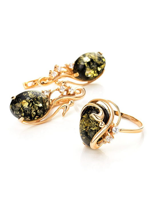Nhẫn trang sức Amber Jewelry bạc 22K đính đá phổ phách (Melissa 20) kim cương nhân tạo Fianit - 710010063