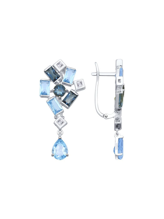 Bông tai vàng  trắng đính hoàng ngọc, hoàng ngọc London và kim cương zirconia - 725426