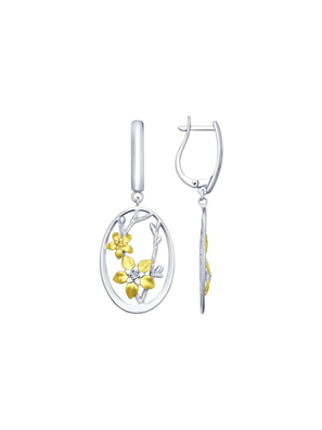 Bông tai Sokolov bạc mạ vàng đính kim cương zirconia - 94022775