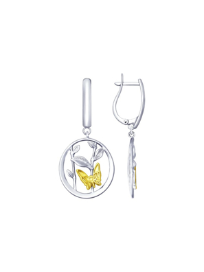 Bông tai Sokolov bạc hình con bướm mạ vàng - 94022804