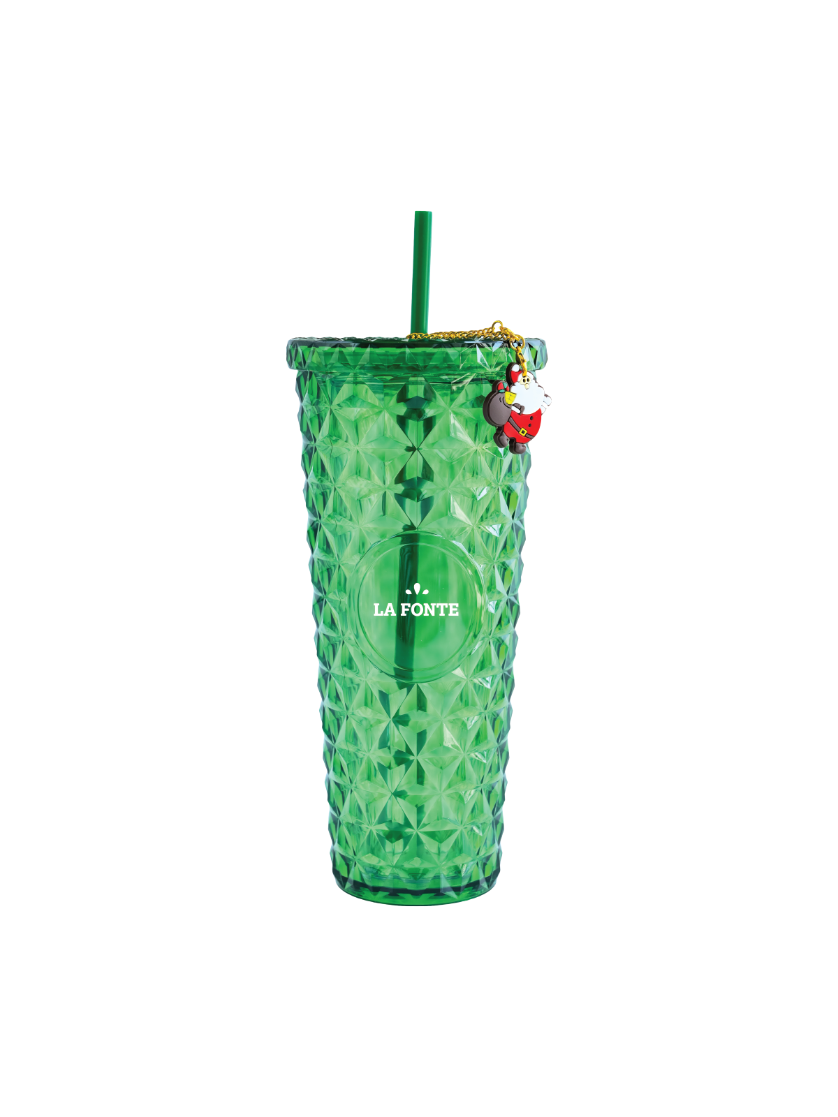 Ly Nhựa 2 lớp La Fonte Vân Pha Lê Kèm Charm Santa-800ML-015691-GRE