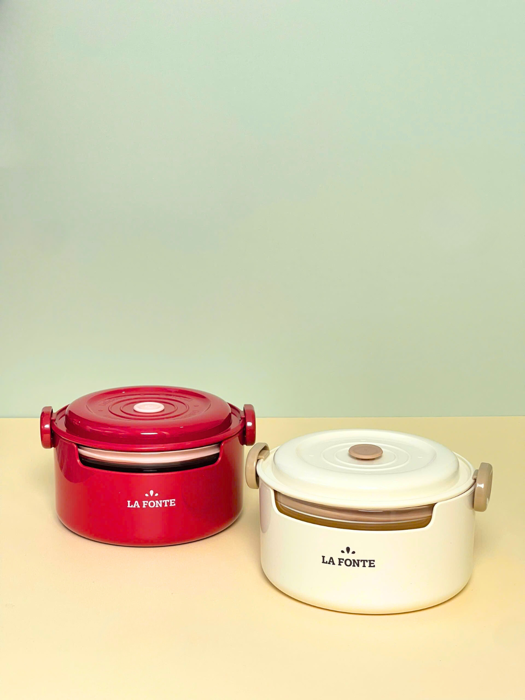 Hộp cơm thủy tinh La Fonte hình tròn (800 ml-014540-RED)