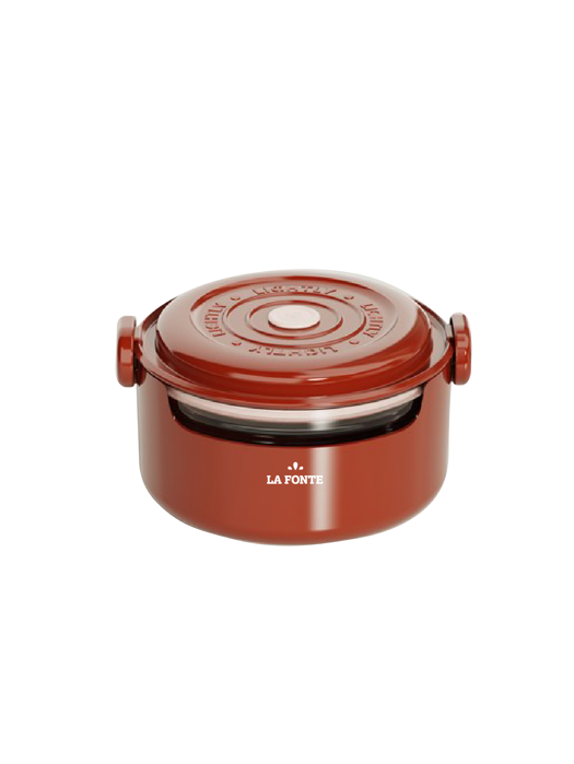 Hộp cơm thủy tinh La Fonte hình tròn (800 ml-014540-RED)