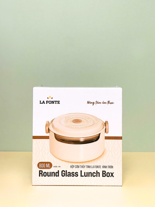 Hộp cơm thủy tinh La Fonte hình tròn (800 ml-014540-WHI)