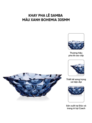 Khay pha lê Samba màu xanh Bohemia 305mm