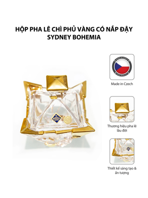Hộp pha lê chì phủ vàng có nắp đậy Sydney Bohemia