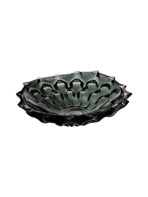 Khay pha lê Samba xám khói Bohemia 350mm